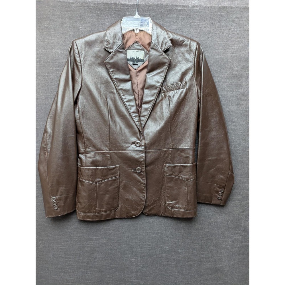 Vintage Brown City Streets Leather Blazer Jacket Quiet Luxury Hipster City 12*